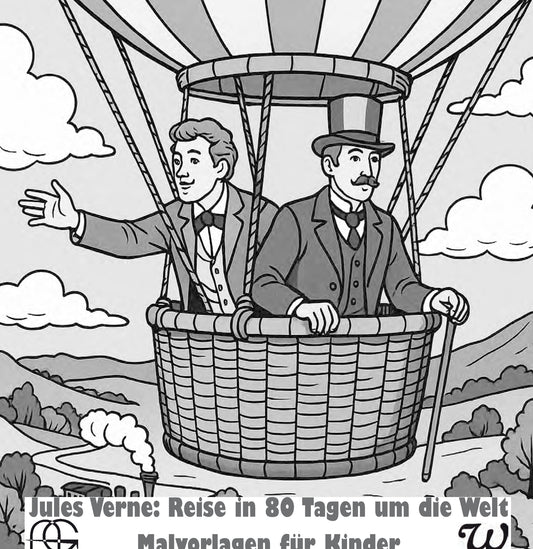 Jules Verne: Reise um die Welt in 80 Tagen. Malbuch für Kinder und Erwachsene